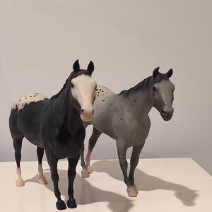 1990 Breyer Sears Black Appaloosa and Grey Appaloosa